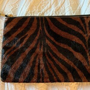 Madewell Zebra Print Clutch - Brown and Black